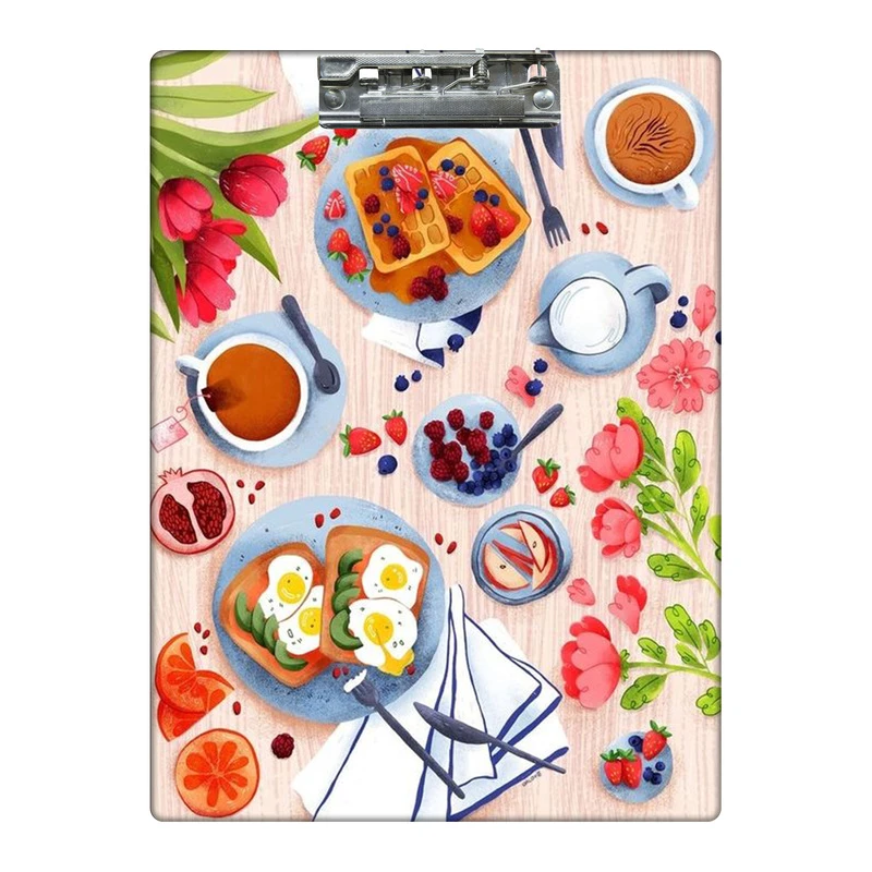 تخته شاسی طرح پترن صبحانه و گل های لاله کد  8919744 سایز A4