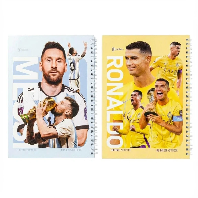 دفتر مشق ۶۰ برگ پالت طرح فوتبالی سیمی گلاسه بسته ۲ عددی