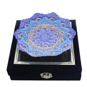 بشقاب مسی میناکاری شده کد MR 16 - 9 قطر 16 سانتی متر