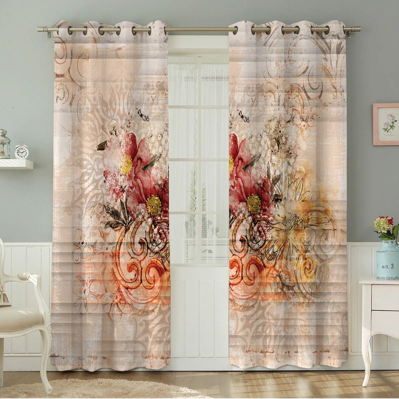 پرده نیروانا طرح گل  مدل هازان کد 4501 سایز 140×280 سانتی متر