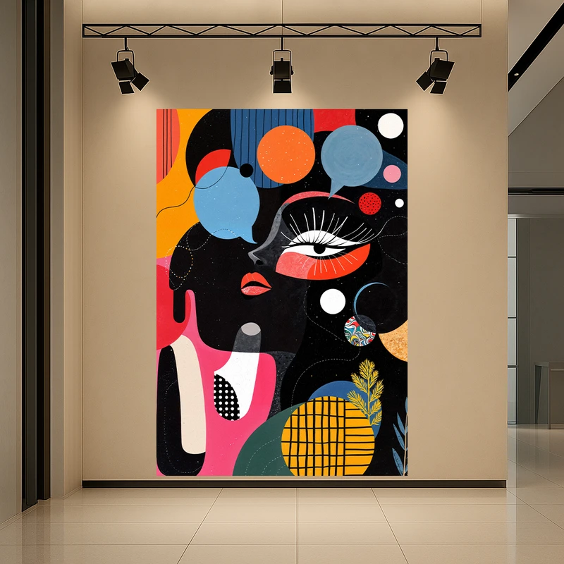 کاغذ دیواری مدل چهره انتزاعی رنگارنگ کد AR3059127