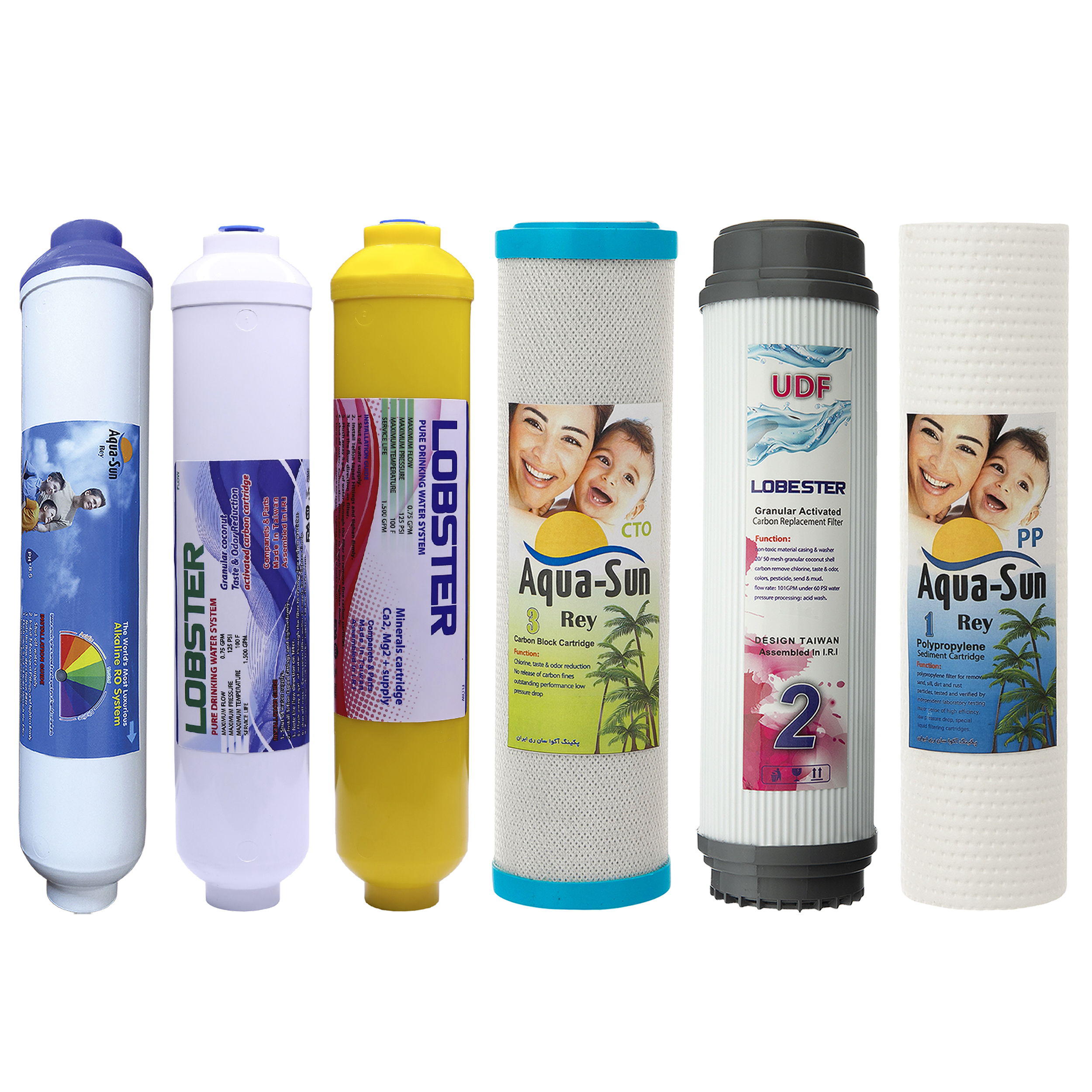 فیلتر دستگاه تصفیه آب لابستر مدل New-L600 به همراه فیلتر قلیایی آکوا سان ری مدل ALKALINE مجموعه 6 عددی