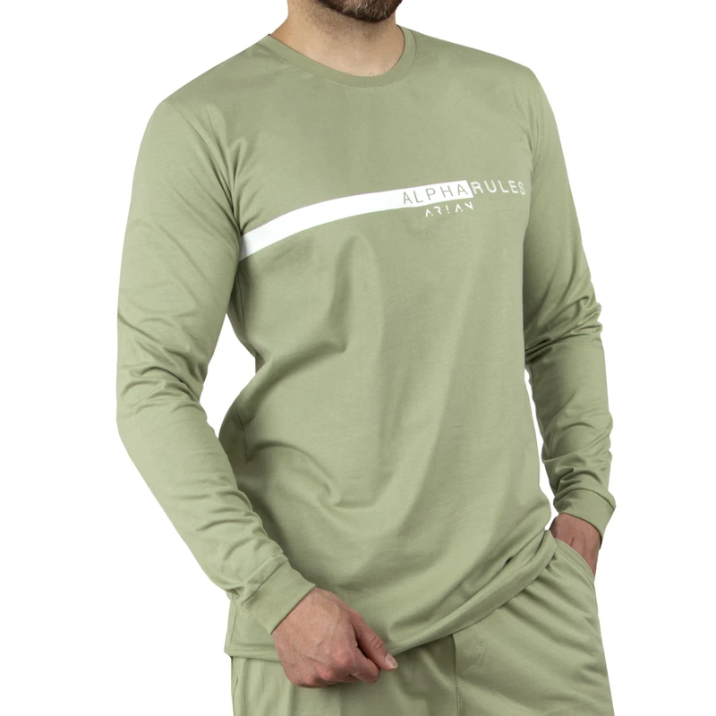 تی‌شرت آستین بلند مردانه آریان نخ باف مدل TZ 17633