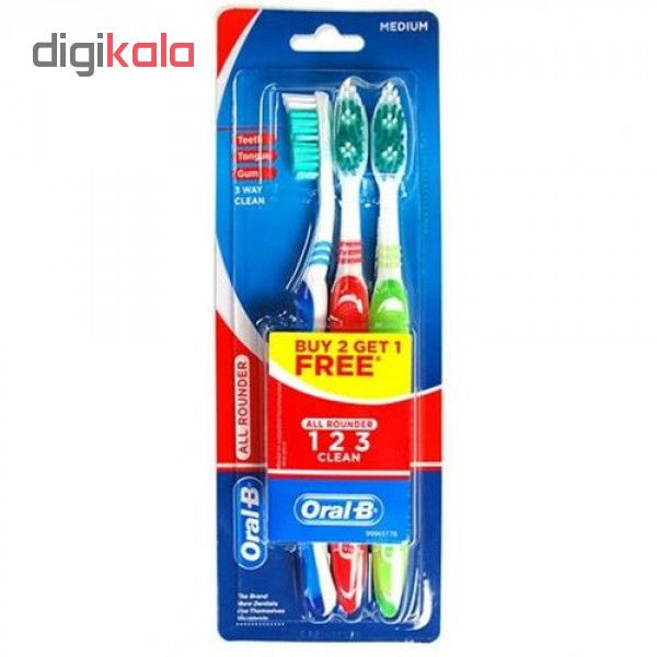 مسواک اورال-بی سری 123 Clean با برس متوسط بسته 3 عددی مسواک اورال-بی سری 123 Clean با برس متوسط بسته 3 عددی