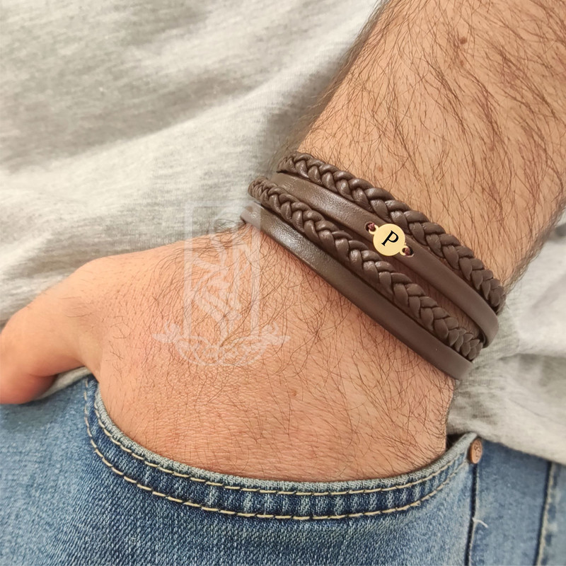 دستبند طلا 18 عیار مردانه لیردا مدل حرف P