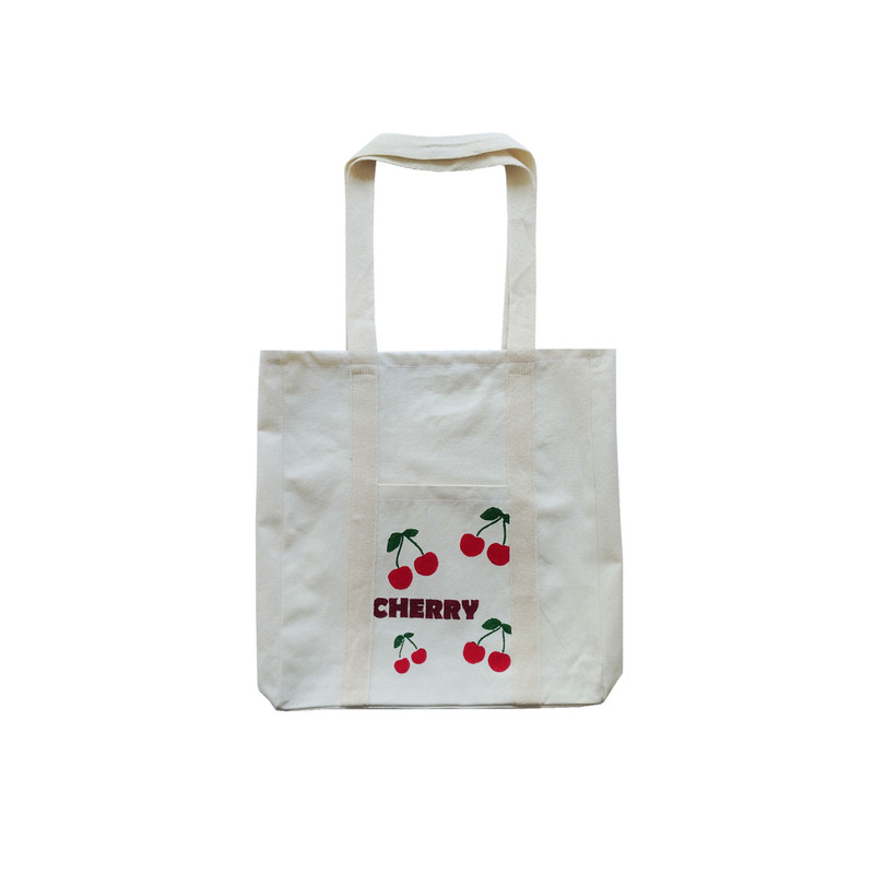 ساک دستی مدل جیب دار طرح گیلاس