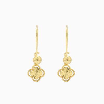 گوشواره عصایی طلا 18 عیار زنانه با طرح ونکلیف آرپلز مایا ماهک مدل ME1230 تراش