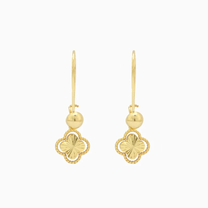 گوشواره عصایی طلا 18 عیار زنانه با طرح ونکلیف آرپلز مایا ماهک مدل ME1230 تراش
