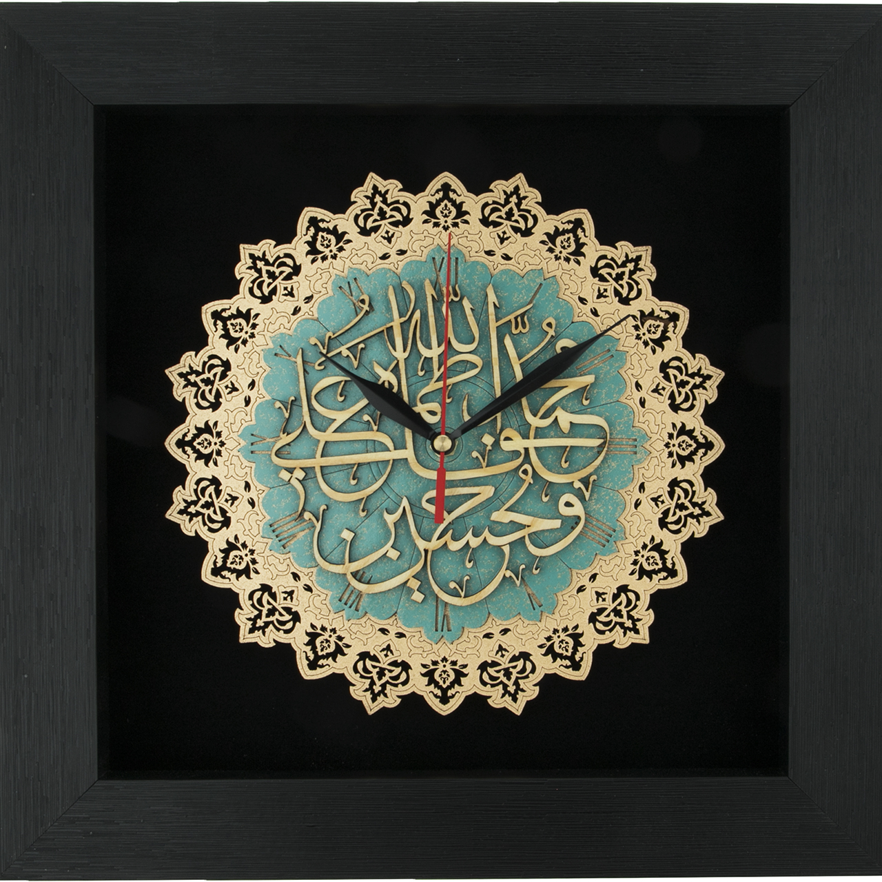 ساعت معرق هُم آدیس طرح خوشنويسي پنج تن کد TJ 027