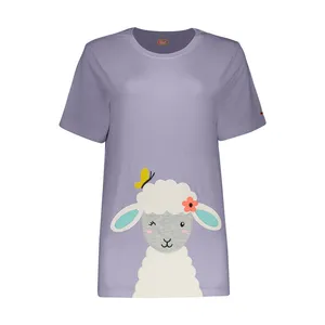 تی شرت آستین کوتاه زنانه مادر مدل بل رنگ یاسی