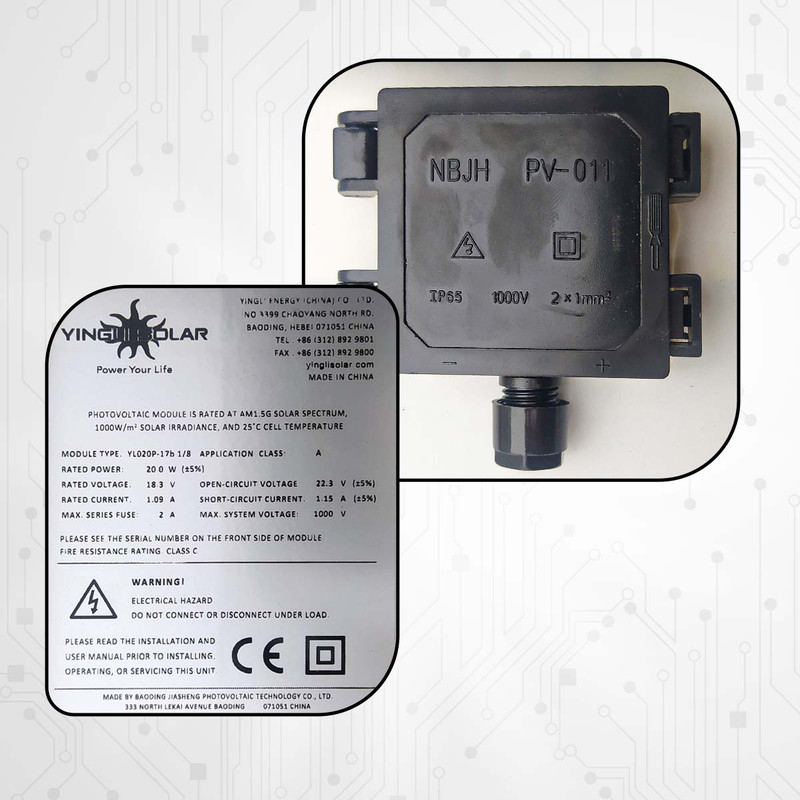 پنل خورشیدی یینگلی سولار مدل YL80C -18b ظرفیت 20 وات