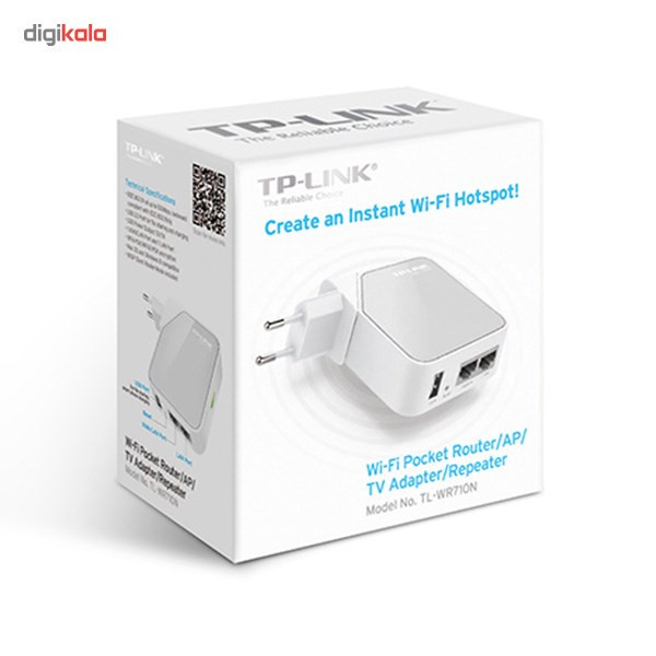 روتر جیبی وای-فای/اکسس پوینت/TV Adapter/رپیتر تی‌پی-لینک مدل TL-WR710N V1 1