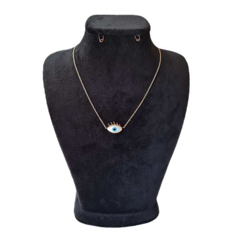 گردنبند زنانه استینلس استیل مدل چشم صدفی