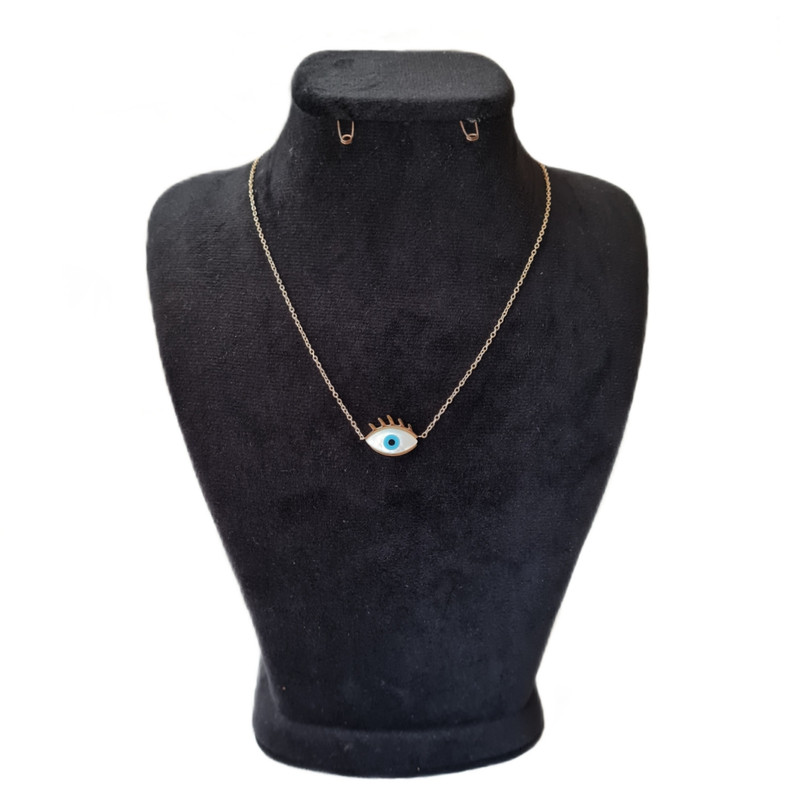 گردنبند زنانه استینلس استیل مدل چشم صدفی