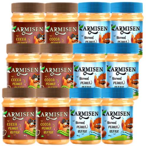 کره بادام زمینی کاکائویی و رژيمی کارمیسن - 300 گرم مجموعه 12 عددی