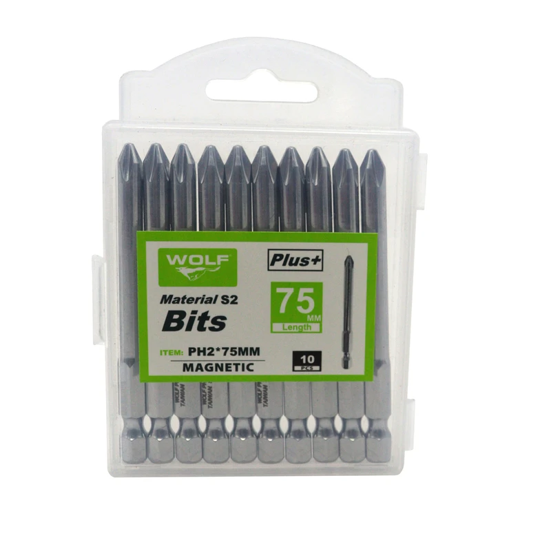 سری پیچ گوشتی چهار سو ولف مدل YP-MAGNETI-PH2x75MM مجموعه 10 عددی 