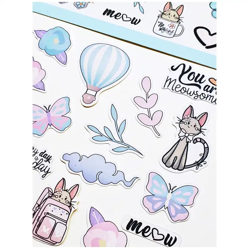 برچسب کاترینکا طرح برش خورده بولت ژورنال و اسکرپ بوک مدل Cute Cats بسته 47 عددی