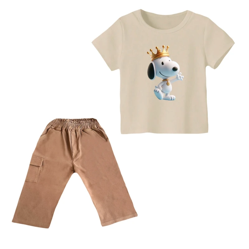 ست تی شرت و شلوارک پسرانه مدل اسنوپی کد ۸۵