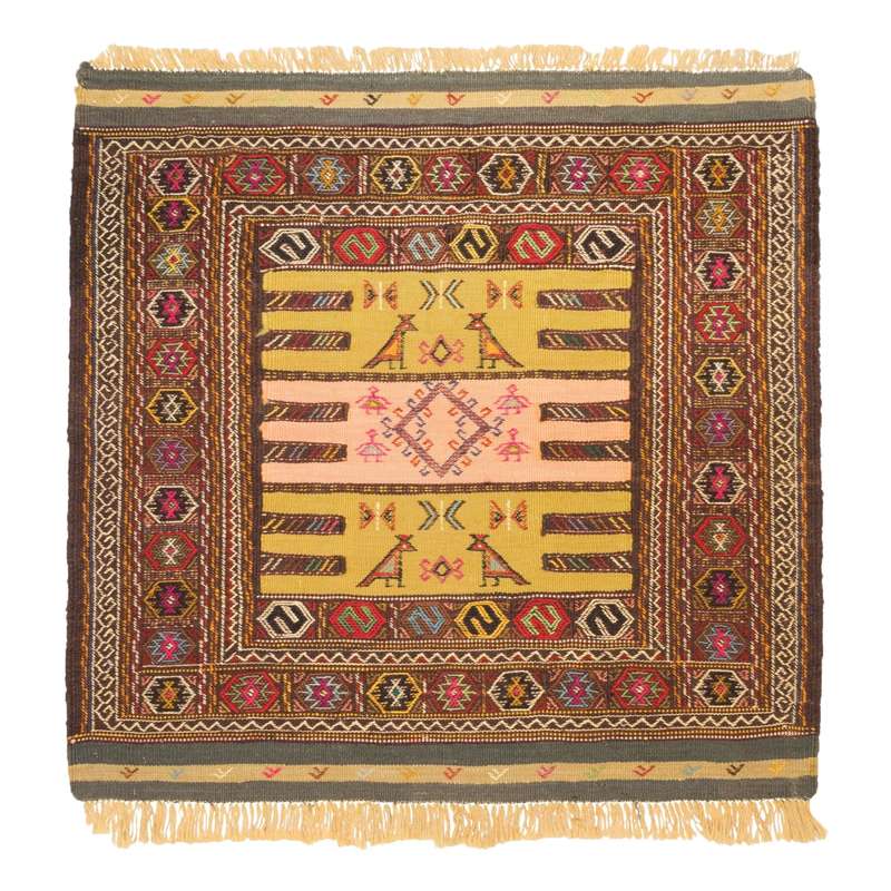 گلیم دستباف یک متری مدل سفره کردی کد  CHR-261048 