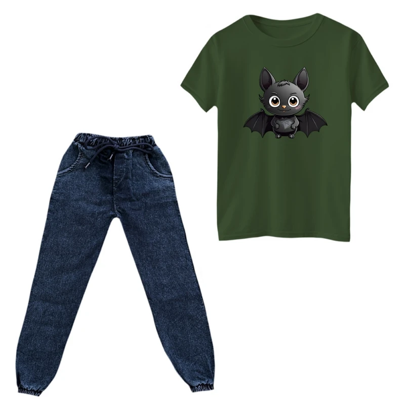 ست تی‌شرت و شلوار پسرانه مدل خفاش کوچولو