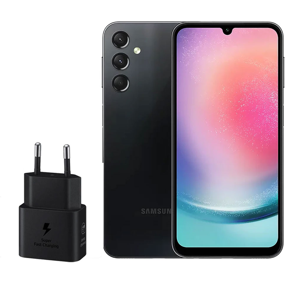 گوشی موبایل سامسونگ مدل Galaxy A24 4G دو سیم کارت ظرفیت 128 گیگابایت و رم 8 گیگابایت به همراه شارژر 25 وات سامسونگ