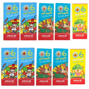 مداد رنگی 6 رنگ آریا مدل 543 مجموعه 10 عددی