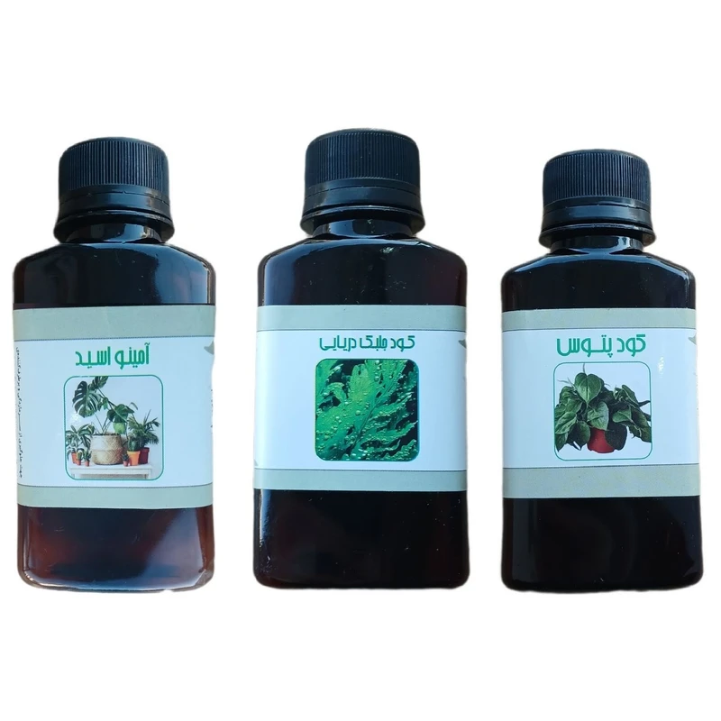 کود مایع امینو اسید و جلبک دریایی و پتوس مدل life drop حجم 110 میلی لیتر بسته 3 عددی