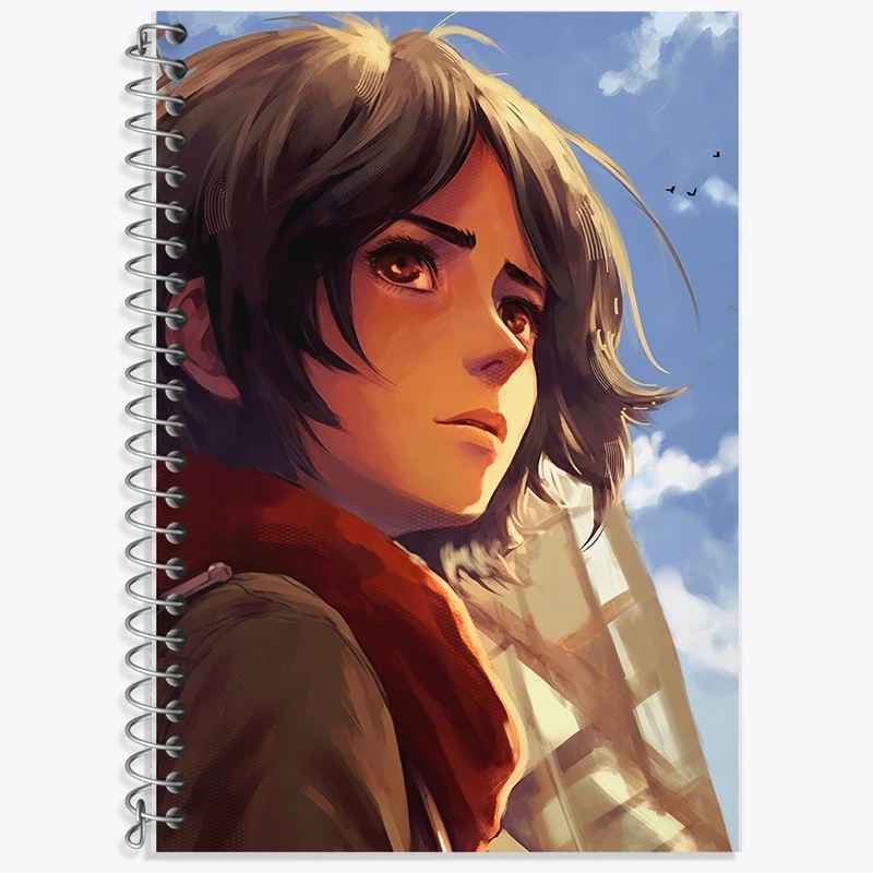 دفتر زبان 50 برگ خندالو مدل دو خط طرح میکاسا انیمه اتک آن تایتان کد F348