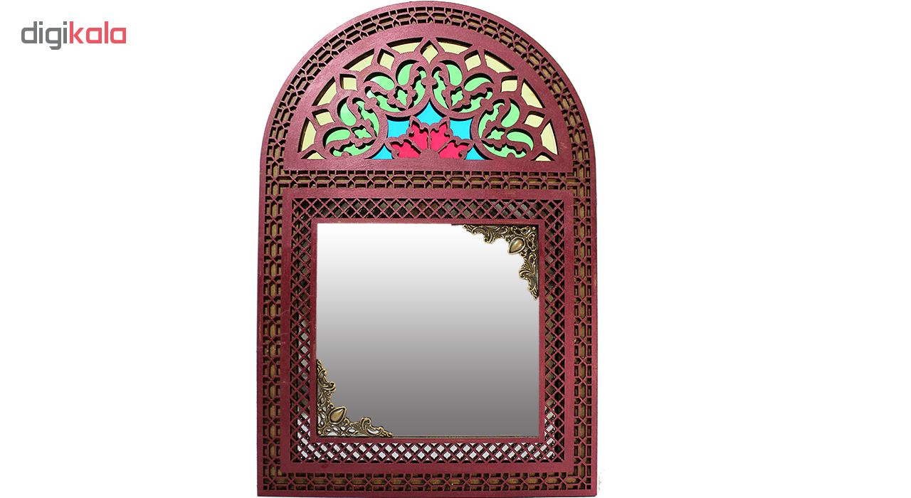 آینه دست نگار طرح پنجره سنتی رنگی کد 13-21