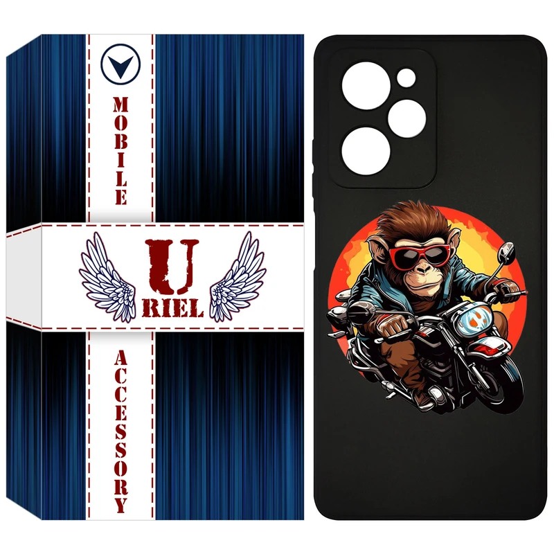 کاور یوریل مدل KSH کد 32 طرح میمون موتورسوار مناسب برای گوشی موبایل شیائومی Poco X5 Pro / Redmi Note 12 Pro 5G