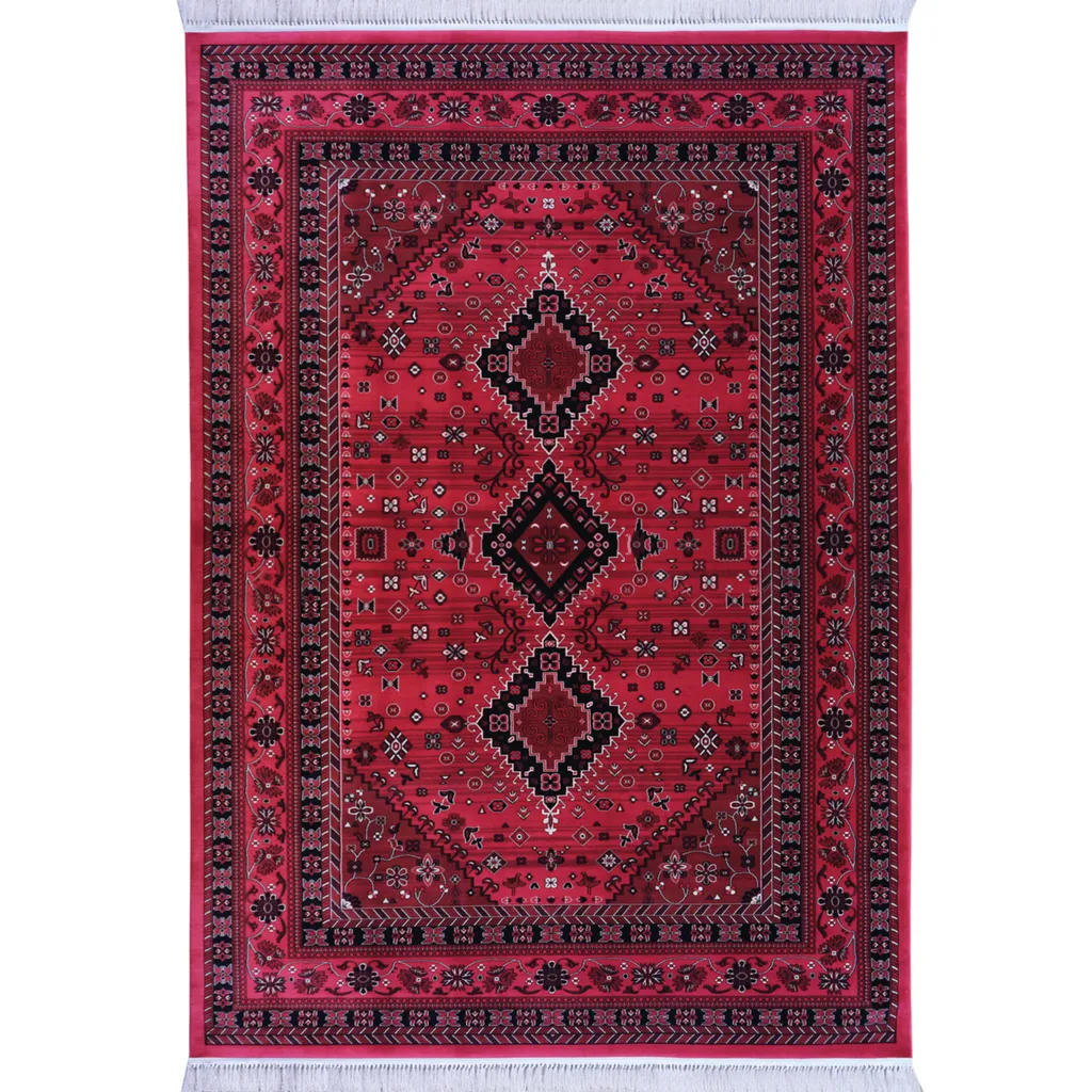 فرش ماشینی رادین اصفهان طرح بلوچ 5 رنگ زمینه اناری