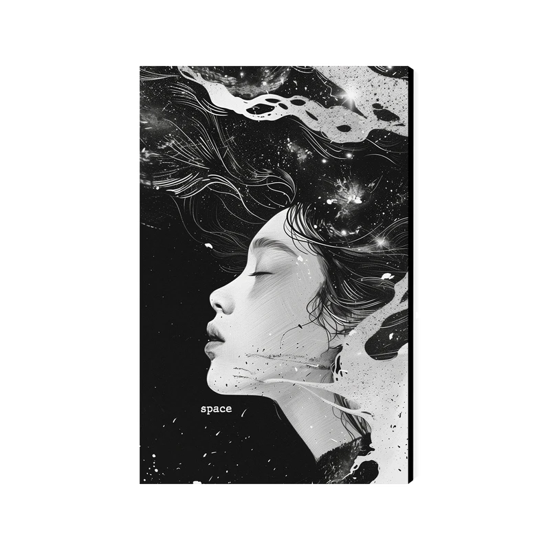 تابلو شاسی عرش مدل فانتزی منظره فضا و کهکشان طرح دختر کد As5287