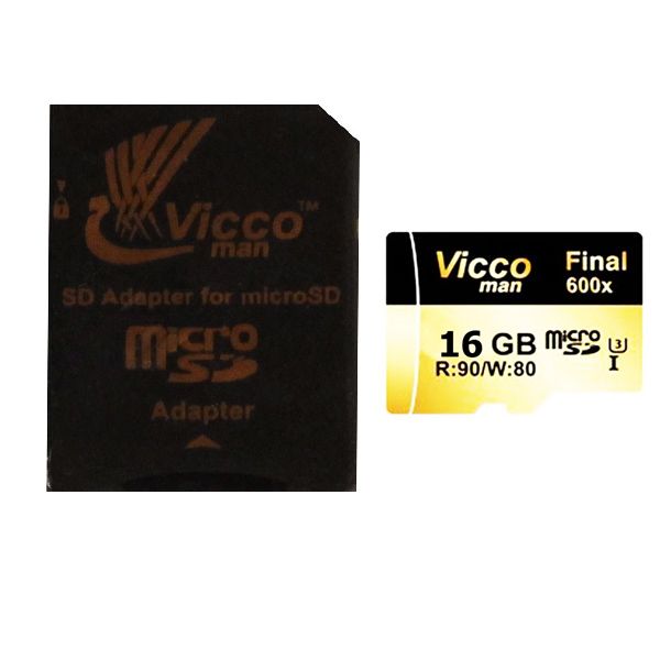 کارت حافظه microSDHC ویکومن مدل Final 600x کلاس 10 استاندارد UHS-I U3 سرعت 90MBps ظرفیت 16 گیگابایت همراه با آداپتور SD کارت حافظه microSDHC ویکومن مدل Final 600x کلاس 10 استاندارد UHS-I U3 سرعت 90MBps ظرفیت 16 گیگابایت همراه با آداپتور SD