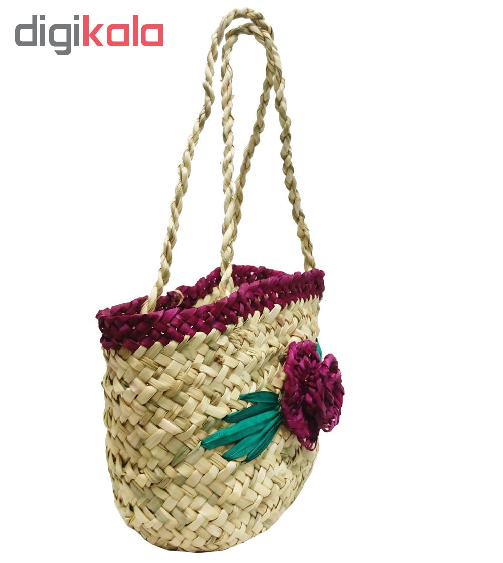 زنبیل حصیری مدل تک گل