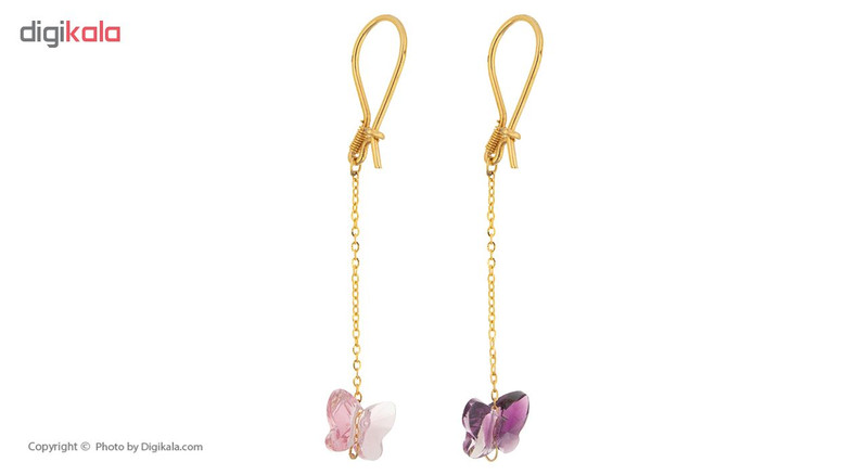 گوشواره طلا 18 عیار زنانه مایا ماهک کد ME0790 طرح سنگ سواروسکی پروانه