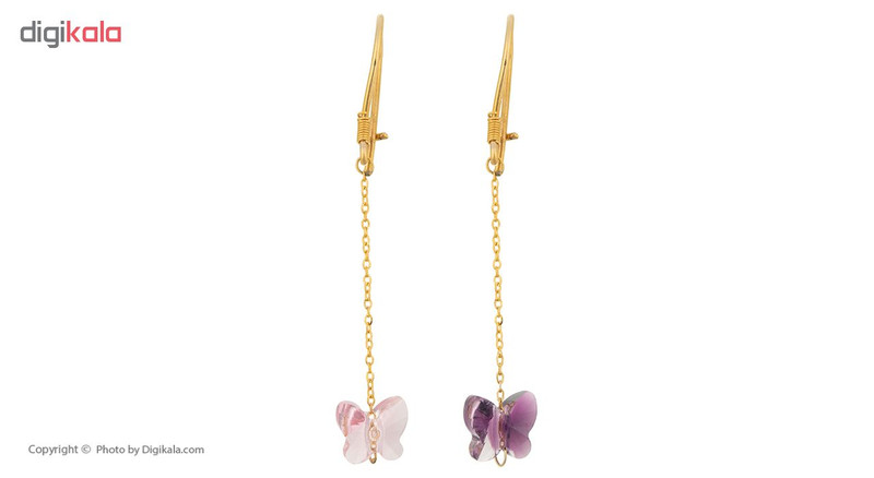گوشواره طلا 18 عیار زنانه مایا ماهک کد ME0790 طرح سنگ سواروسکی پروانه