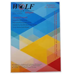 Wolf 260 G Double Sided High Gloss Photo Paper Size A3
