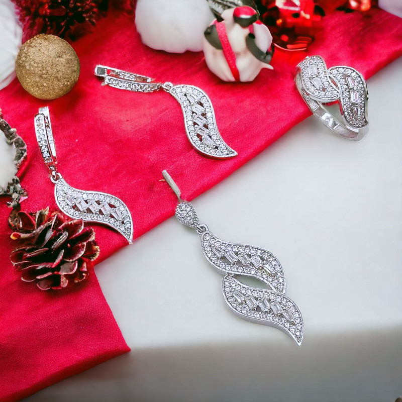 نیم ست نقره زنانه مدل نیم ماه کد 0123