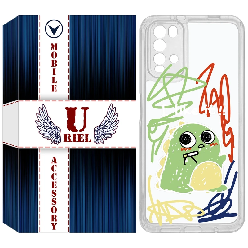 کاور یوریل مدل Clear کد 21 طرح دایناسور نقاش مناسب برای گوشی موبایل شیائومی Redmi 9T / Poco M3