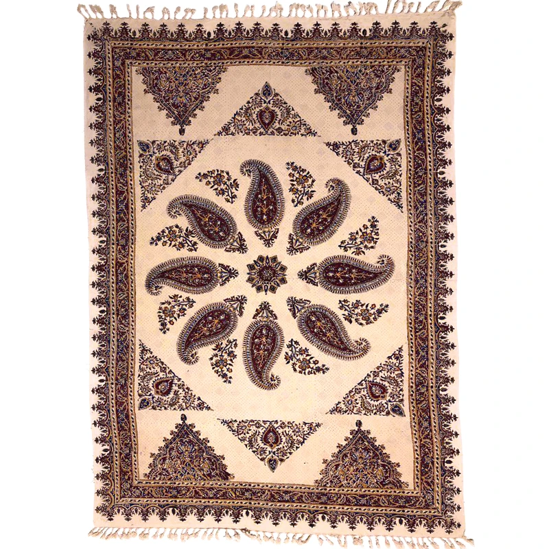 رومیزی قلمکار ممتاز اصفهان اثر عطريان طرح بته جقه رناسی مدل G135 سایز 100*150