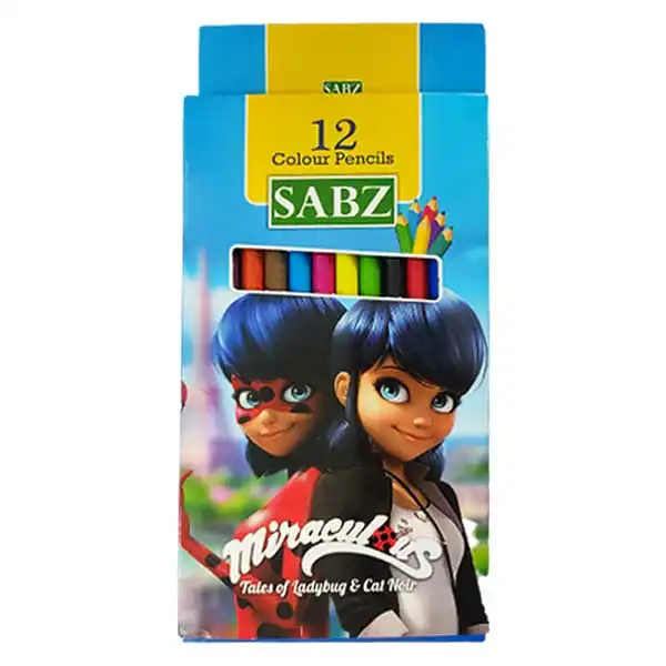 مداد رنگی 12 رنگ سبز کد 001212 طرح دخترانه