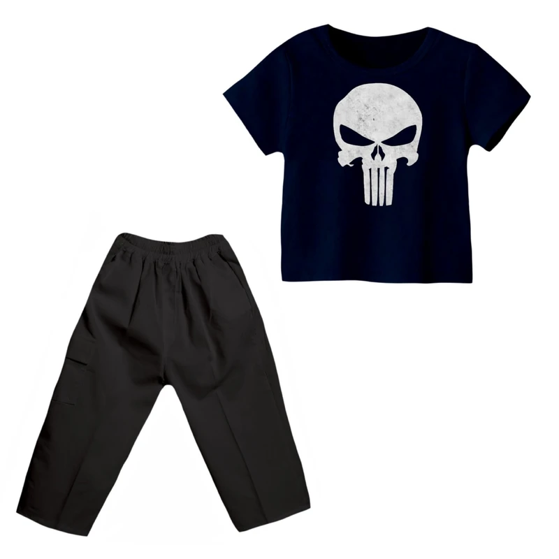 ست تی شرت و شلوارک پسرانه مدل پانیشر