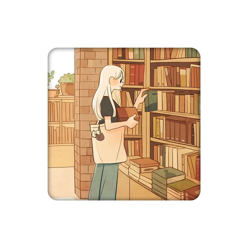 زیرلیوانی طرح دختر در کتابخانه کد 4977090