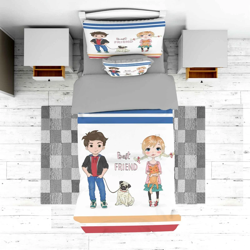 سرویس روتختی مدل دختر و پسر TXY68 تک نفره 5 تکه