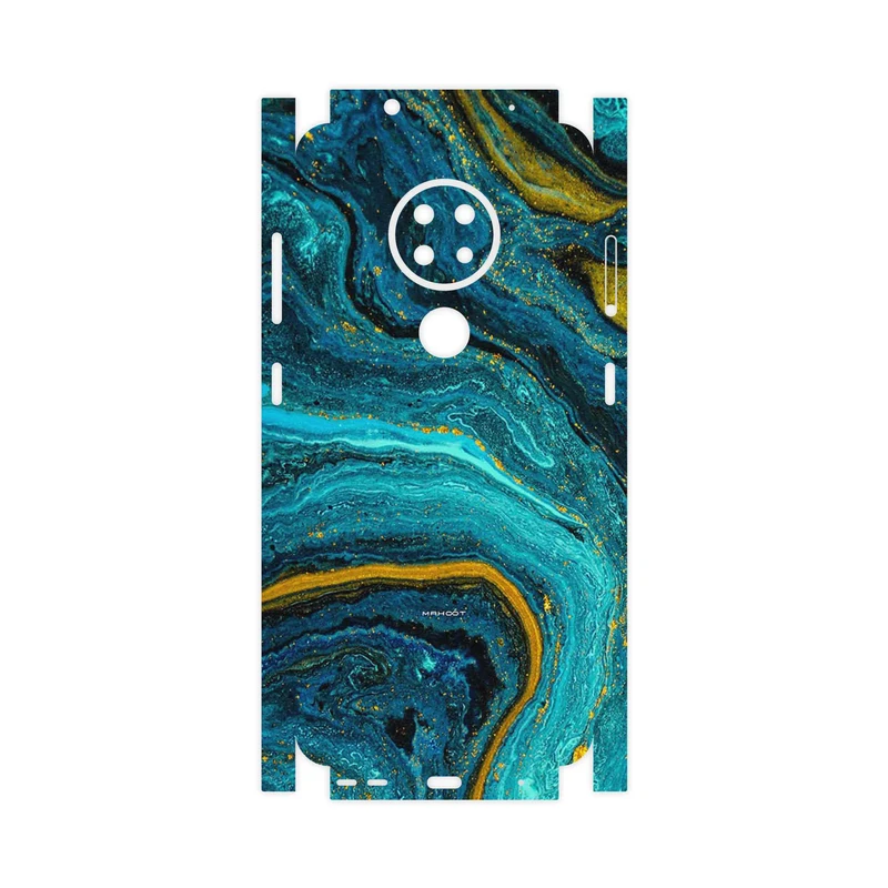 برچسب پوششی ماهوت مدل Turquoise marblewith golden streaks-FullSkin مناسب برای گوشی موبایل نوکیا 6.2