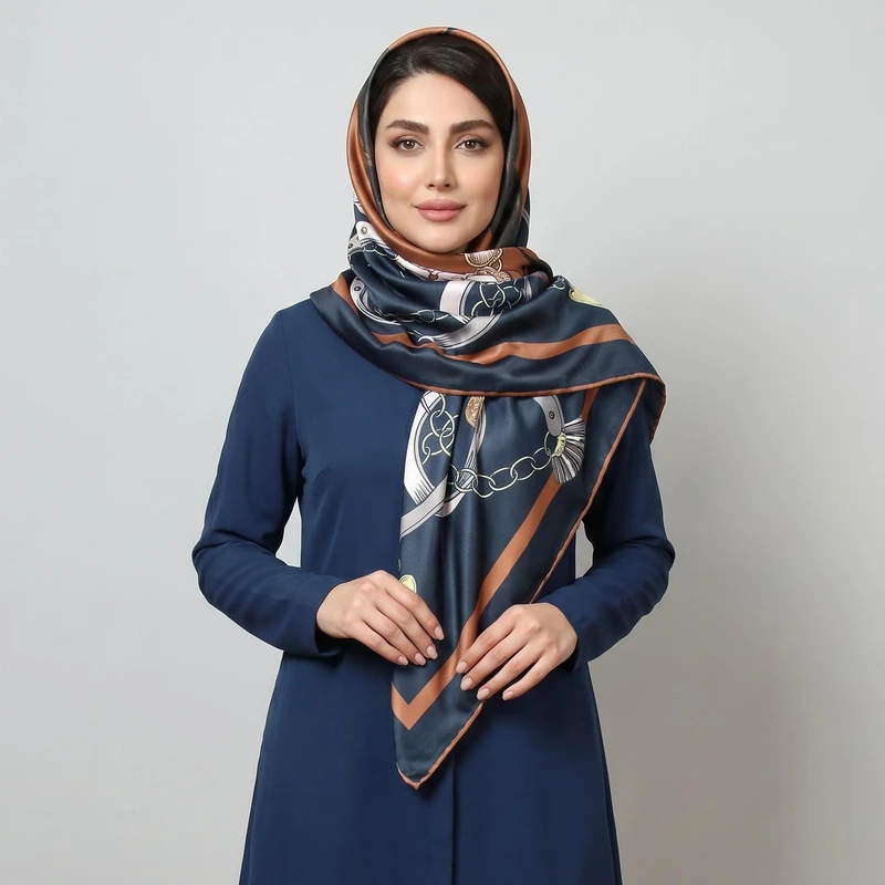 روسری زنانه آنالیا مدل ابریشم طرح اسب کد 9745