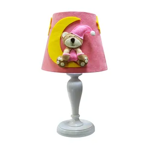 آباژور رومیزی اتاق کودک مدل خرس مهربان صورتی