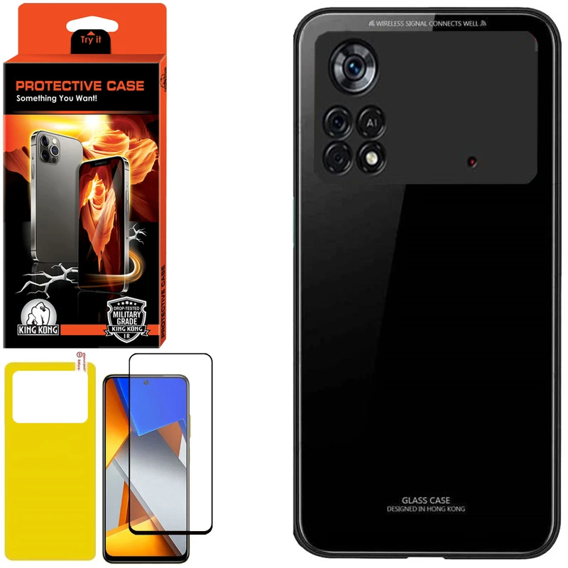 کاور کینگ کونگ مدل CVRGLS-II مناسب برای گوشی موبایل شیائومی M4 Pro 4G به همراه محافظ صفحه نمایش و محافظ پشت گوشی