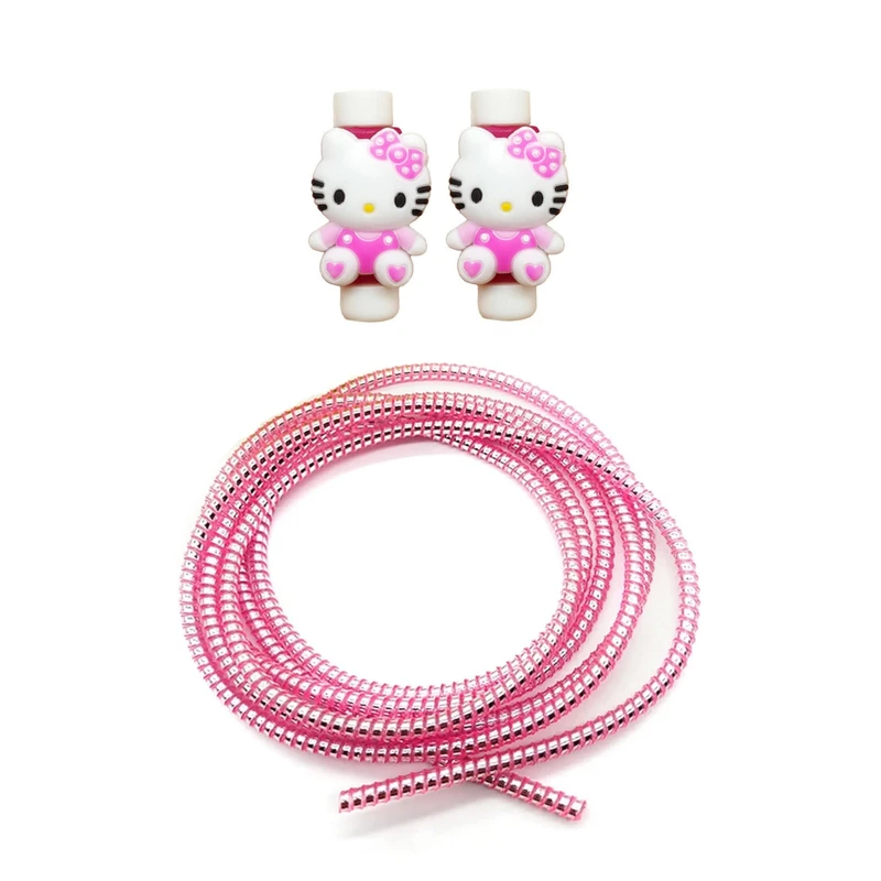 محافظ کابل شارژ و هندزفری طرح کیتی مدل Kitty12 بسته سه عددی 