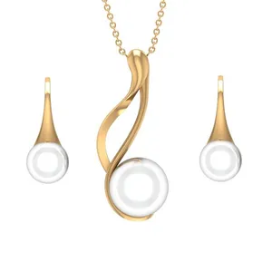 نیم ست طلا 18 عیار زنانه قیراط طرح مروارید کد GH2112